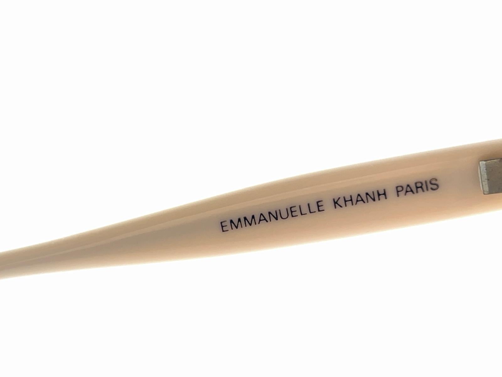 Vintage Emmanuelle Khanh 8080 78 Beige Oversized France Sunglasses For Sale 3
