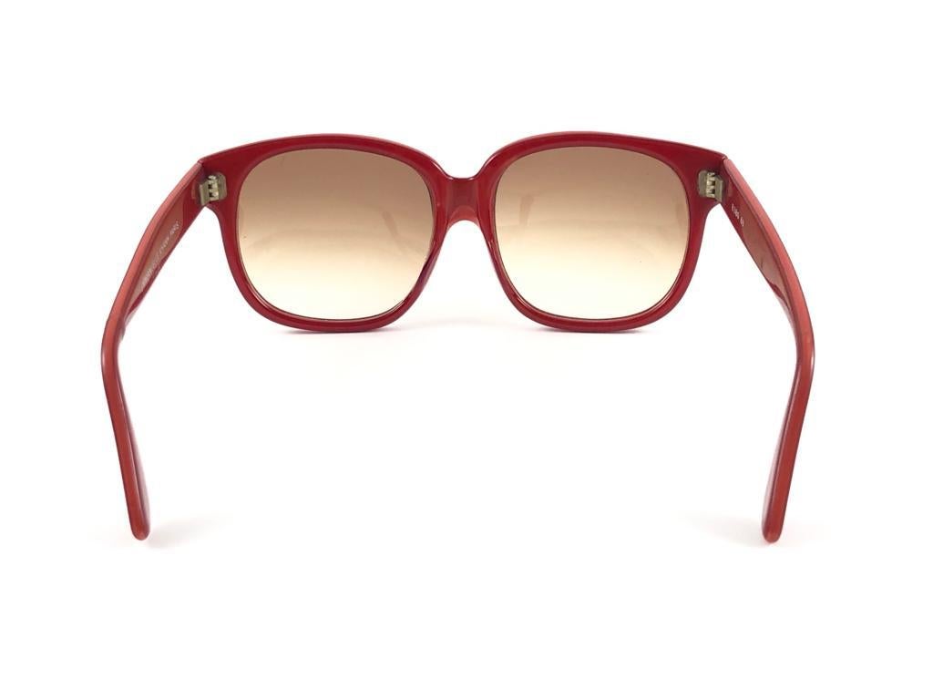 Vintage Emmanuelle Khanh 8380 69 Translucent Red France Sunglasses For Sale 3