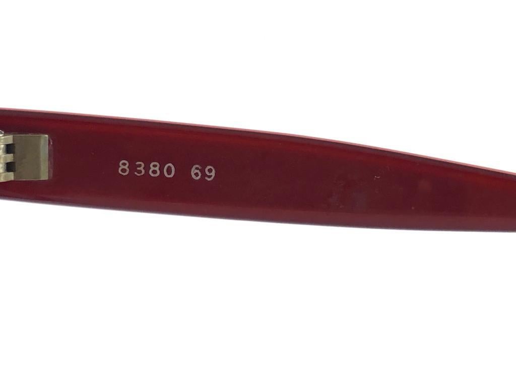 Vintage Emmanuelle Khanh 8380 69 Translucent Red France Sunglasses For Sale 1