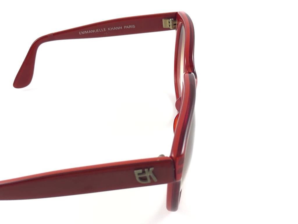 Vintage Emmanuelle Khanh 8380 69 Translucent Red France Sunglasses For Sale 2