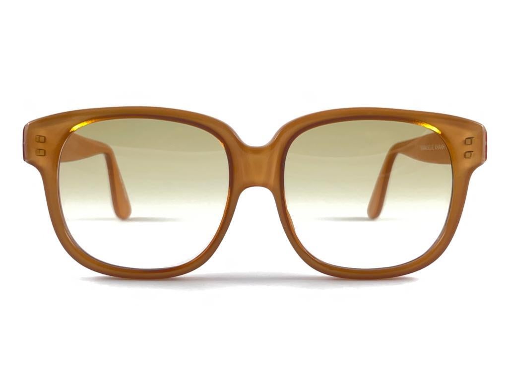 Beige Vintage Emmanuelle Khanh 8680 Translucent Oversized 70'S France Sunglasses For Sale