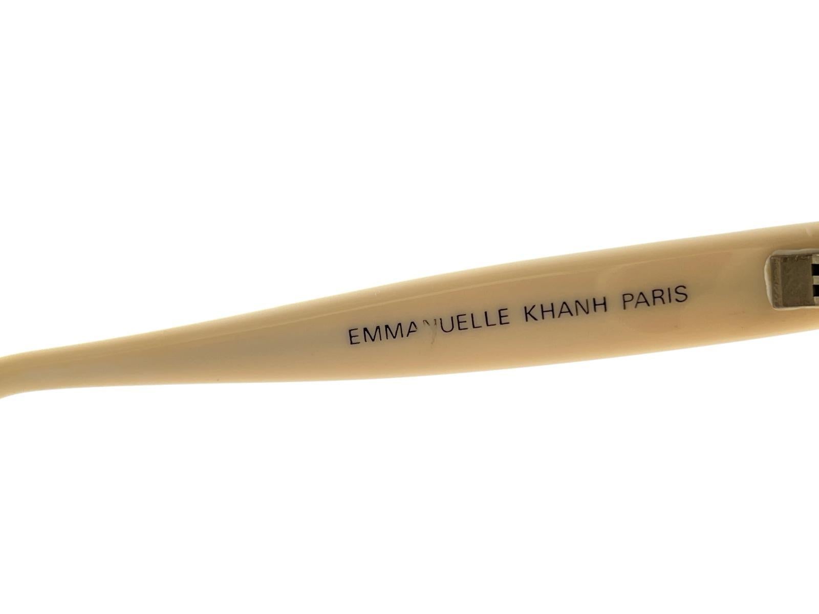 Vintage Emmanuelle Khanh Beige Oversized Sunglasses 1970'S Made In France For Sale 3