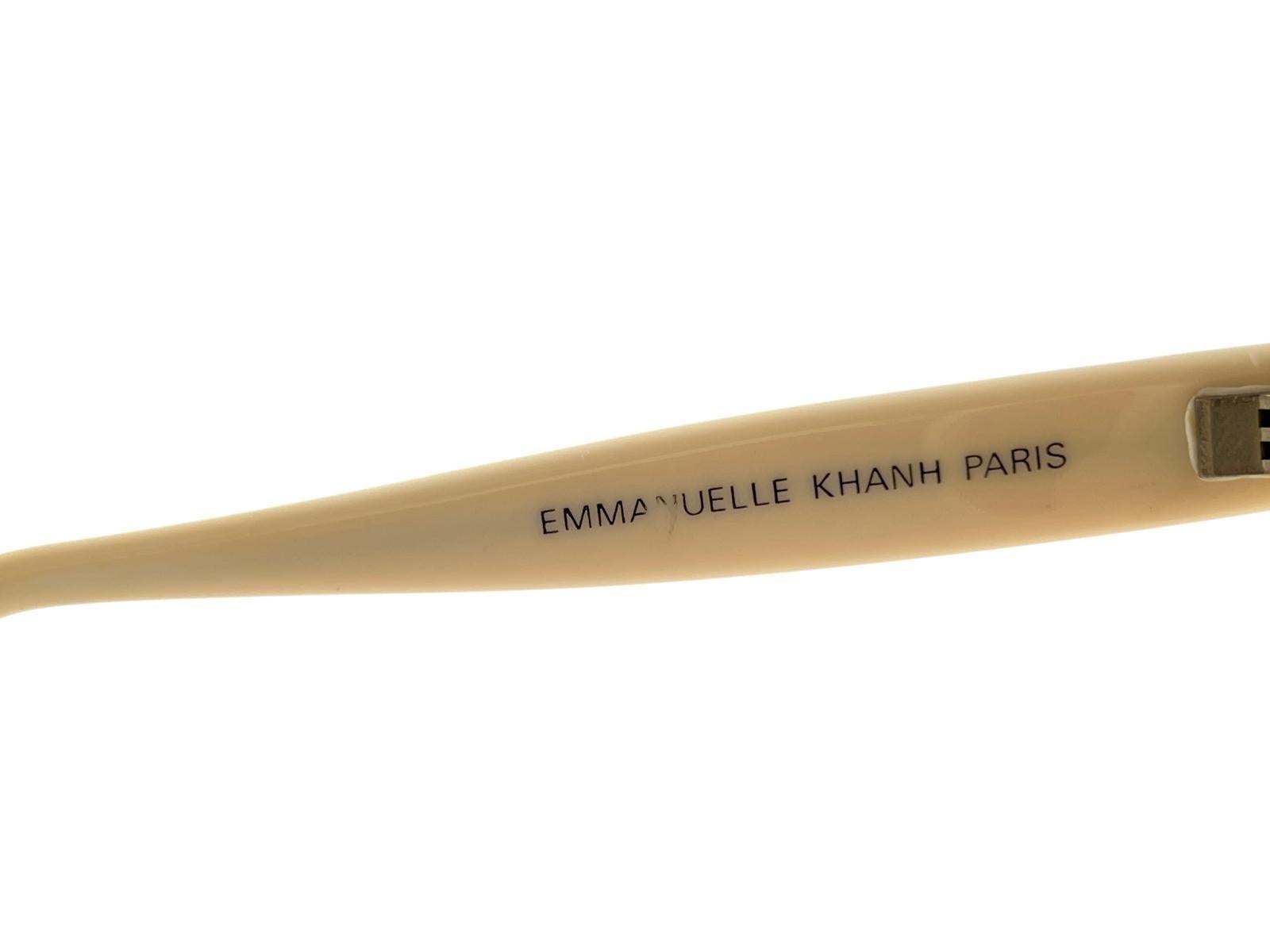Lunettes de soleil vintage Emmanuelle Khanh beige surdimensionnées 1970's Made In France en vente 2
