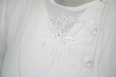 Vintage Emmanuelle Khanh White Linen Blouse RARE sz S