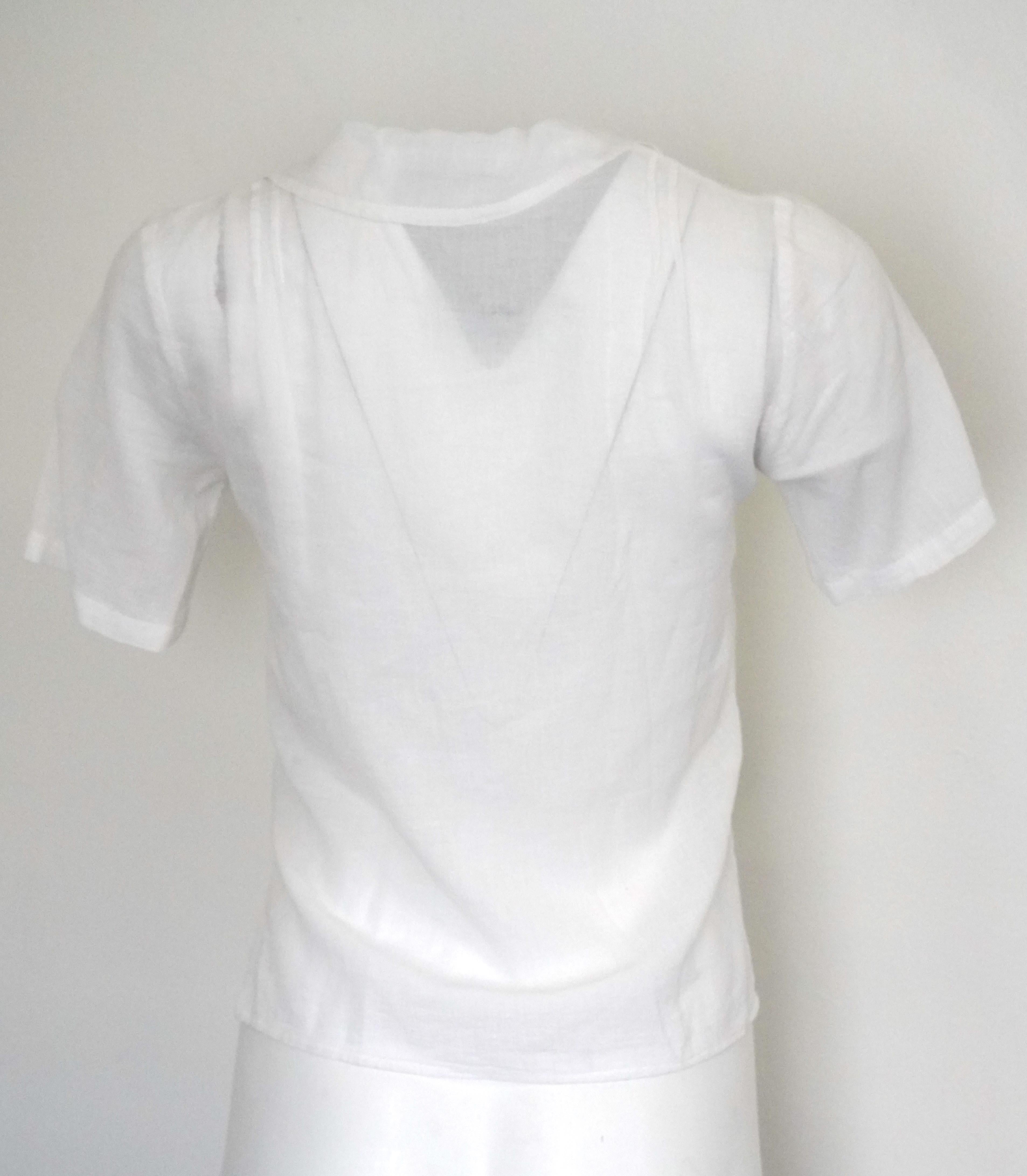Women's Vintage Emmanuelle Khanh White Linen Blouse RARE sz S For Sale