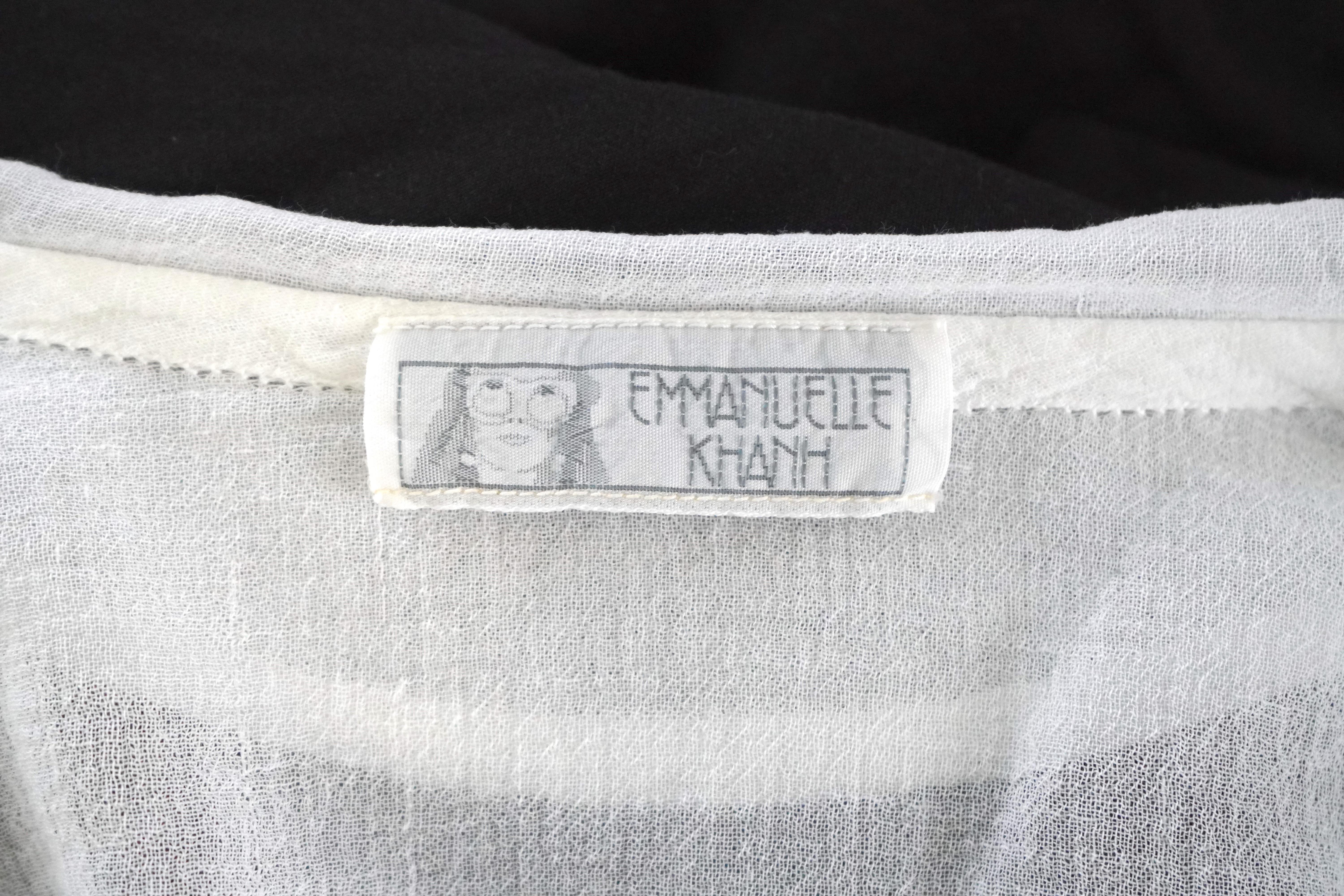 Vintage Emmanuelle Khanh White Linen Blouse RARE sz S For Sale 3