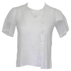 Camicetta d'epoca in lino bianco Emmanuelle Khanh RARO sz S