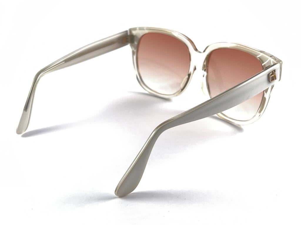 Vintage Emmanuelle Khanh White Translucent Oversized 70'S France Sunglasses For Sale 6