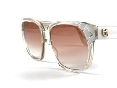 Vintage Emmanuelle Khanh White Translucent Oversized 70'S France Sunglasses