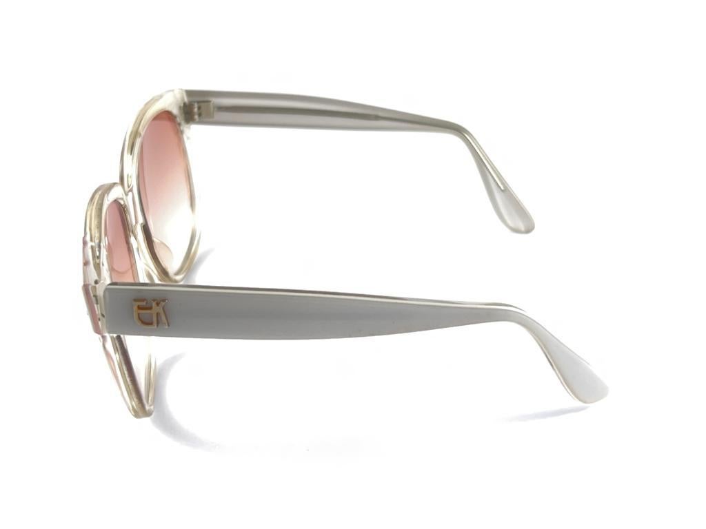 Women's or Men's Vintage Emmanuelle Khanh White Translucent Oversized 70'S France Sunglasses For Sale