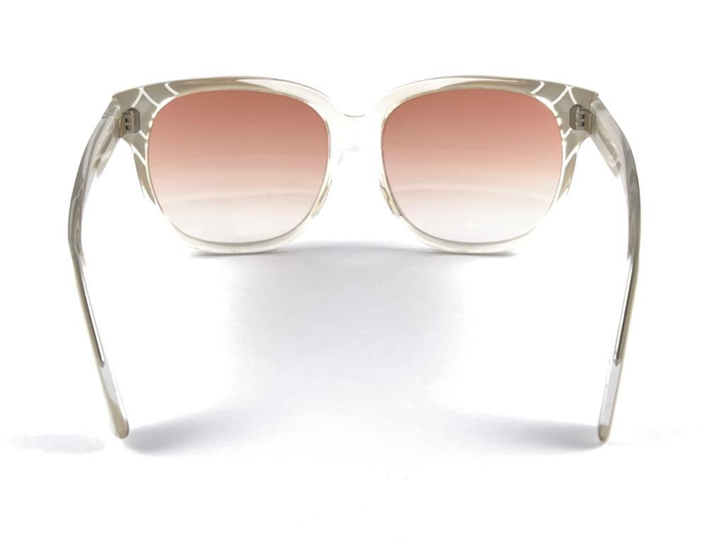 Vintage Emmanuelle Khanh White Translucent Oversized 70'S France Sunglasses For Sale 3