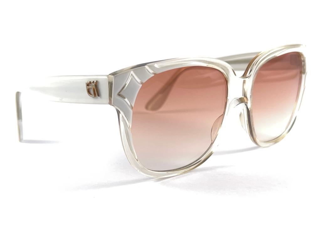 Vintage Emmanuelle Khanh White Translucent Oversized 70'S France Sunglasses For Sale 4