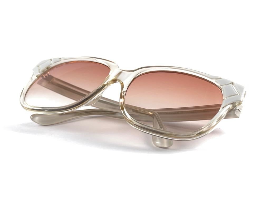 Vintage Emmanuelle Khanh White Translucent Oversized 70'S France Sunglasses For Sale 5