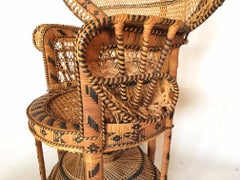 Vintage Emmanuelle Peacock Chair with Matching Ottoman