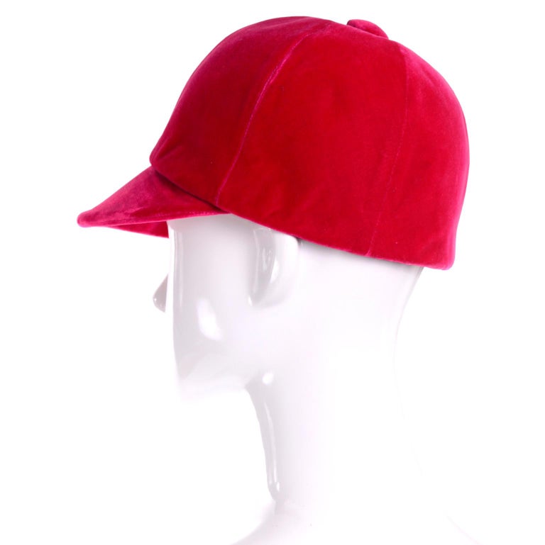 Vintage Emme Hat in Red Velvet Equestrian Riding Cap For Sale at 1stDibs riding caps, red