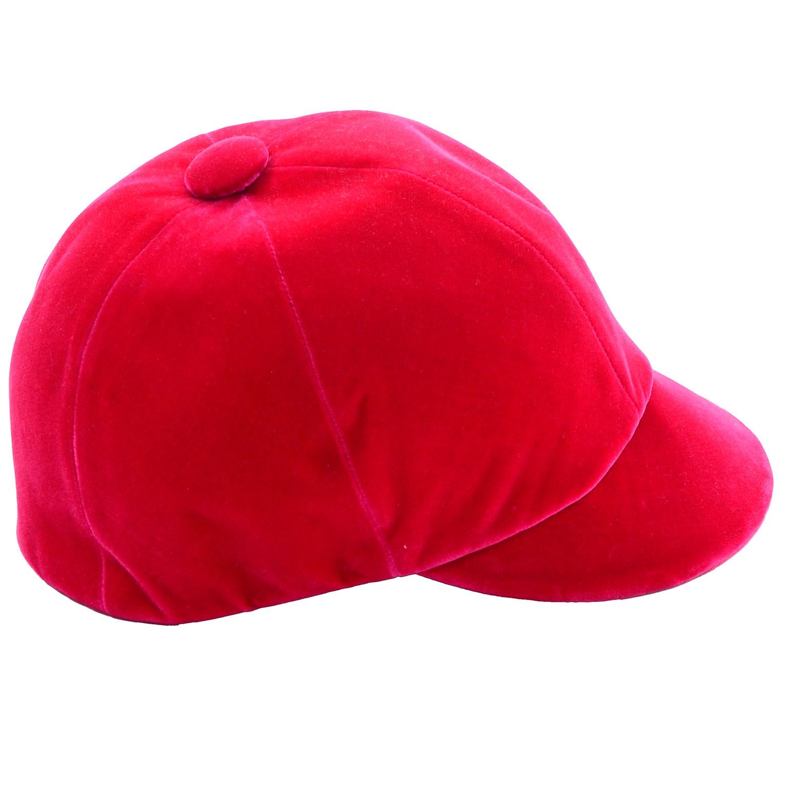Vintage Emme Hat in Red Velvet Equestrian Riding Cap In Excellent Condition For Sale In Portland, OR