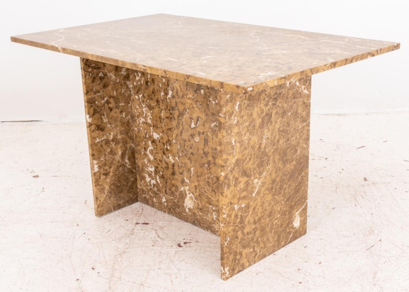 Vintage Emperador Marble Pedestal Dining Table In Good Condition For Sale In New York, NY