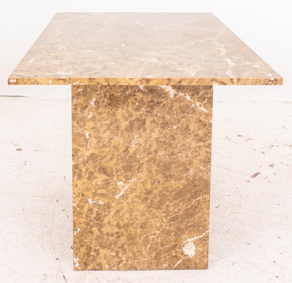 Vintage Emperador Marble Pedestal Dining Table For Sale 1