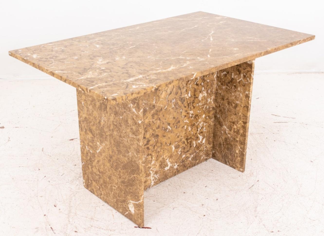 Vintage Emperador Marble Pedestal Dining Table For Sale 2