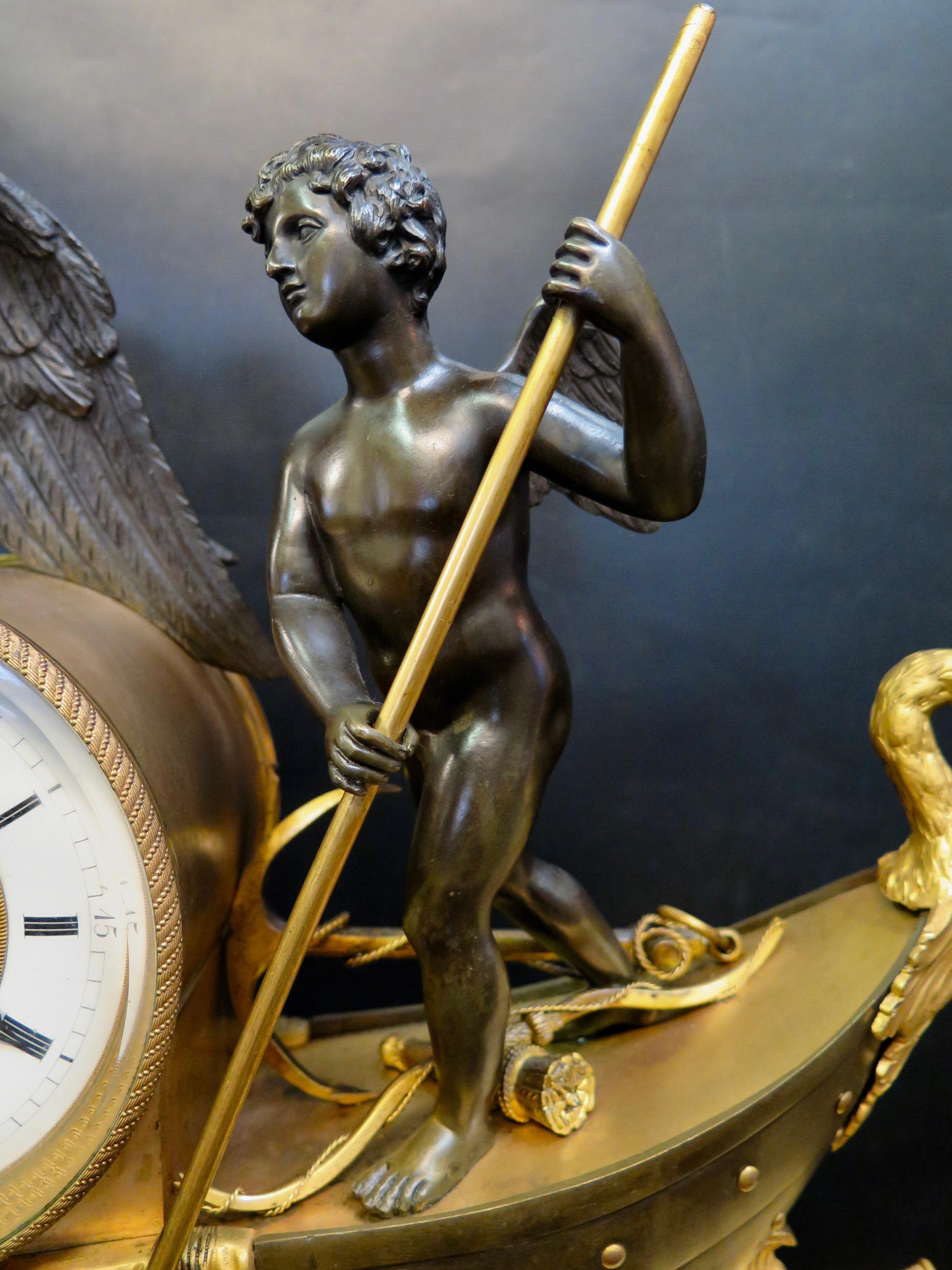 Vintage Empire Bronze and Marble Clock with Father Time 3