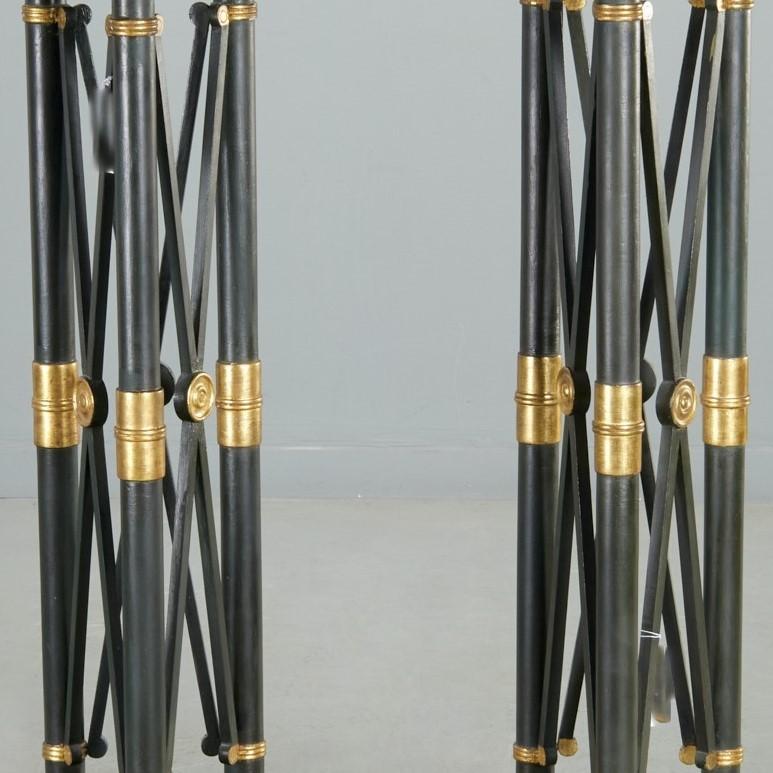 Italian Vintage Empire Style Ebonised and Giltwood Torchiere Pedestals, a Pair For Sale