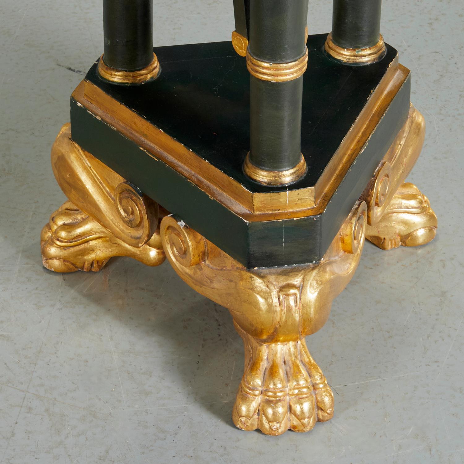20th Century Vintage Empire Style Ebonised and Giltwood Torchiere Pedestals, a Pair For Sale