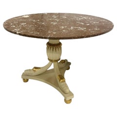 Vintage Empire Style Gilt Pedestal Table with Rojo Marble