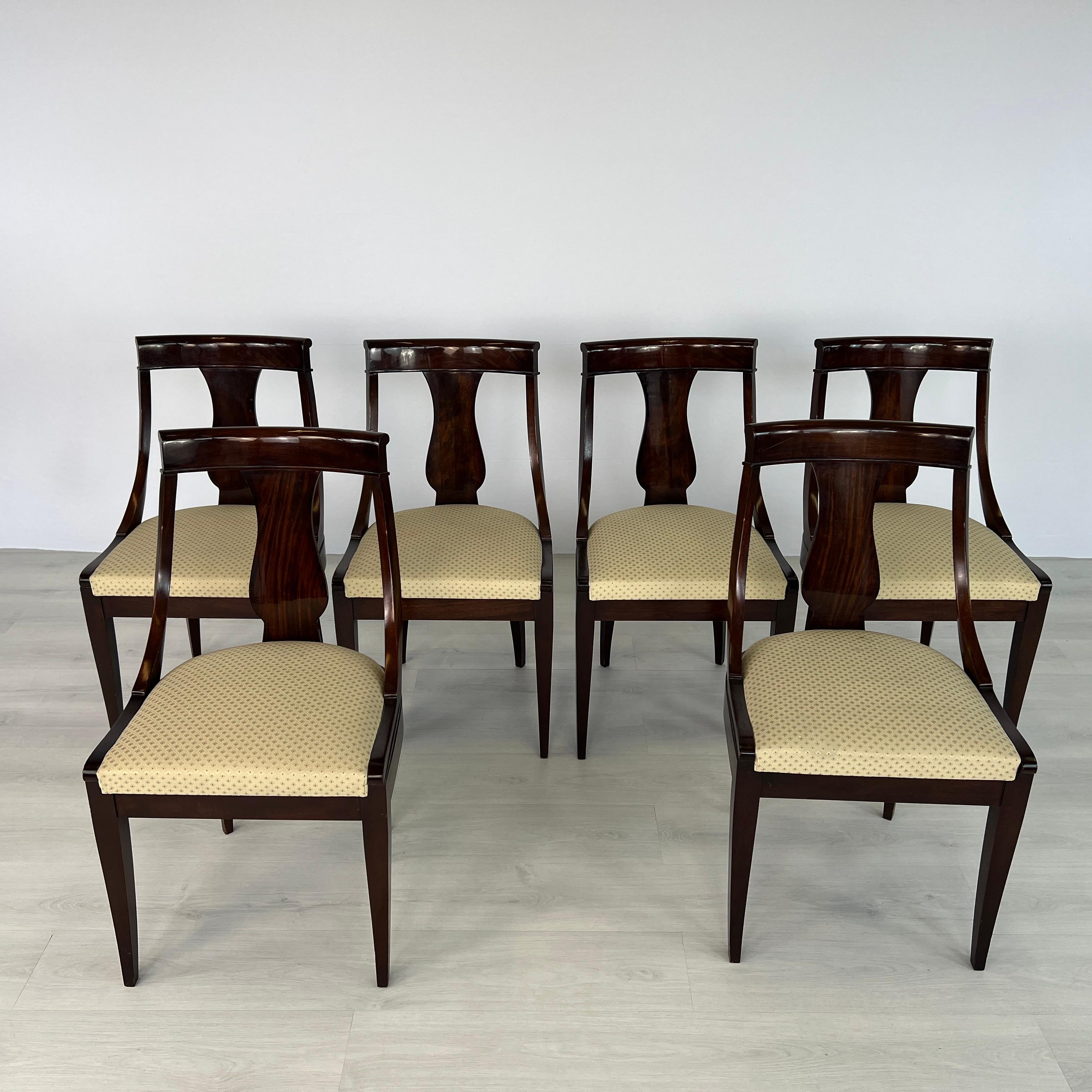 Vintage Empire Style Gondola Dining Chairs – Set of 6 (Französisch) im Angebot