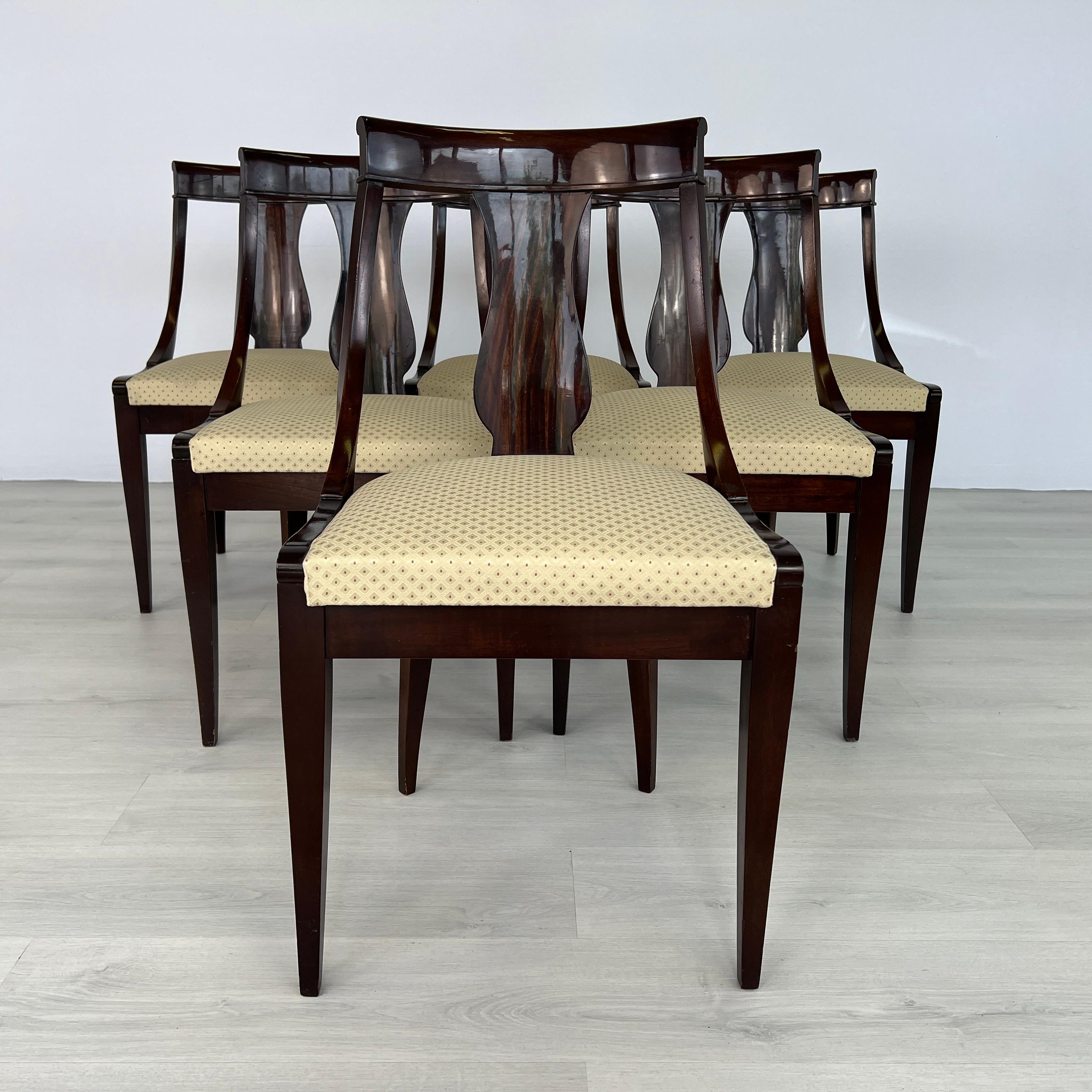 Vintage Empire Style Gondola Dining Chairs – Set of 6 (20. Jahrhundert) im Angebot