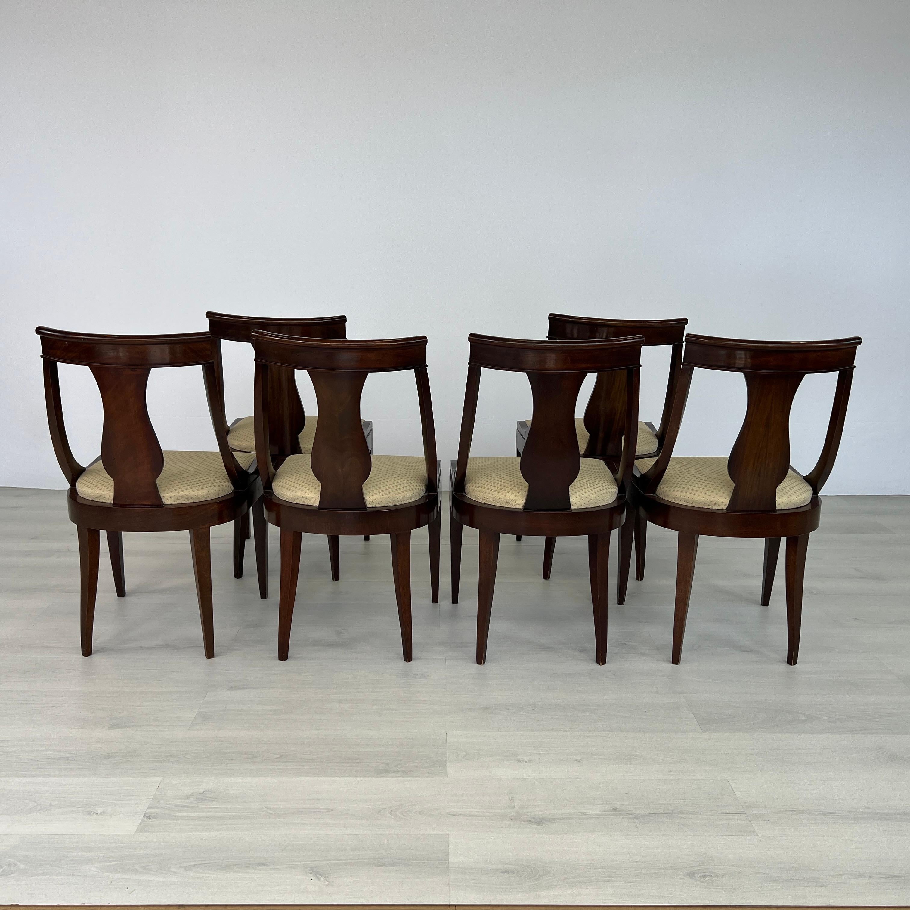 Vintage Empire Style Gondola Dining Chairs – Set of 6 (Stoff) im Angebot