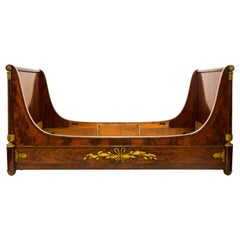 Vintage Empire Style Mahogany Bed, Italian Manufacture Early 20th Century