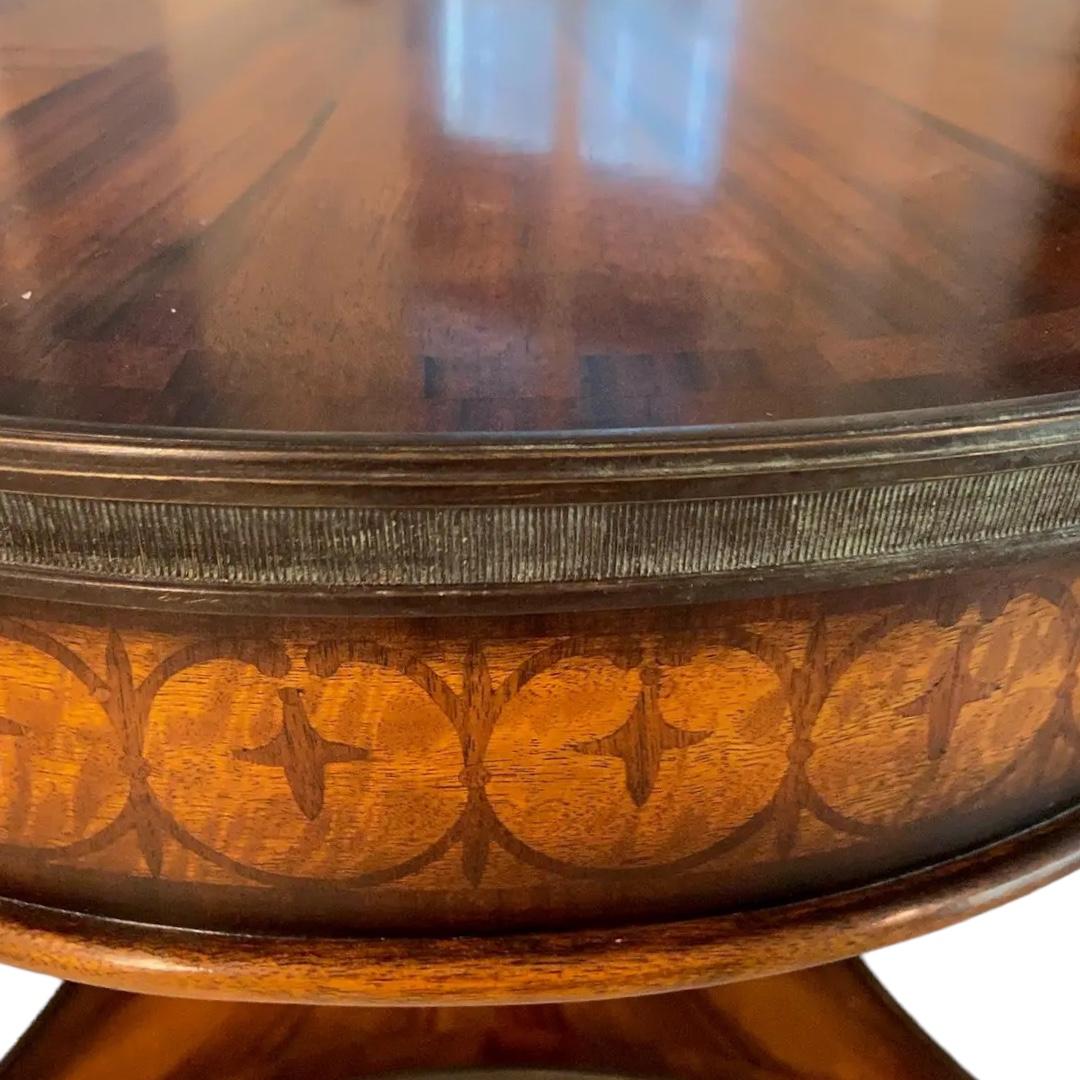 Vintage Empire Style Round Center Table with 2 Drawers In Good Condition For Sale In Naples, FL