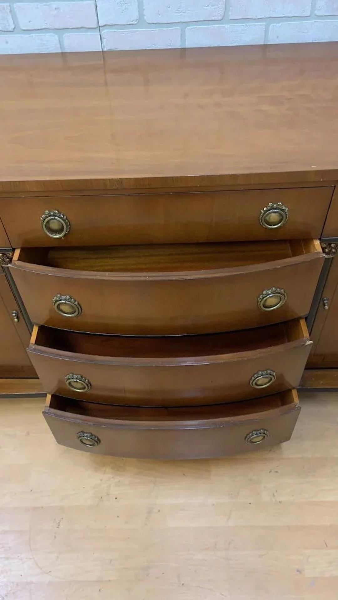Vintage Empire Style Sideboard/Credenza Storage with Black and Gold Columns For Sale 1