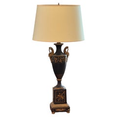Vintage Empire-Style Swan Handle Lamp in Black and Gold