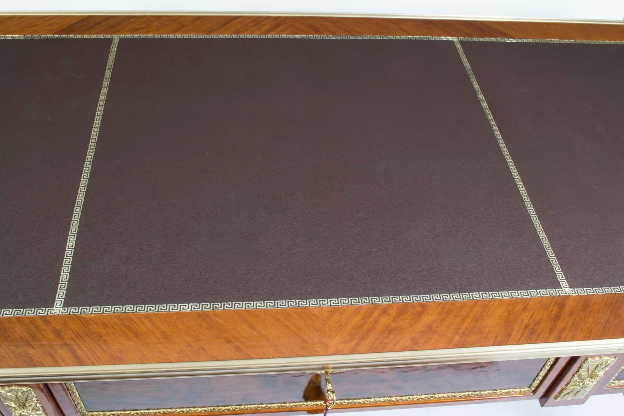 Vintage Empire Style Walnut Ormolu Mounted Writing Table 20th C 4