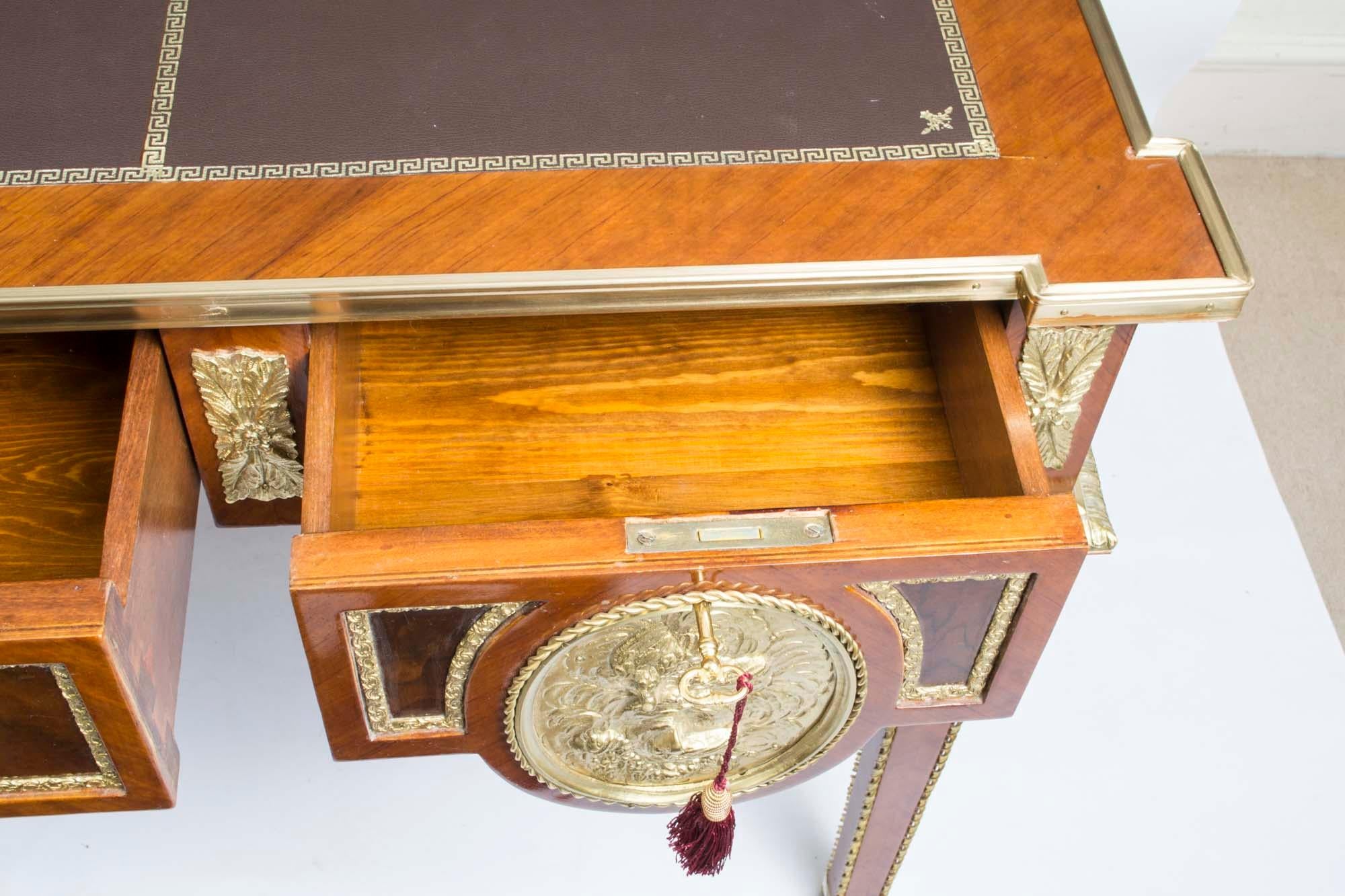 Vintage Empire Style Walnut Ormolu Mounted Writing Table 20th C 8
