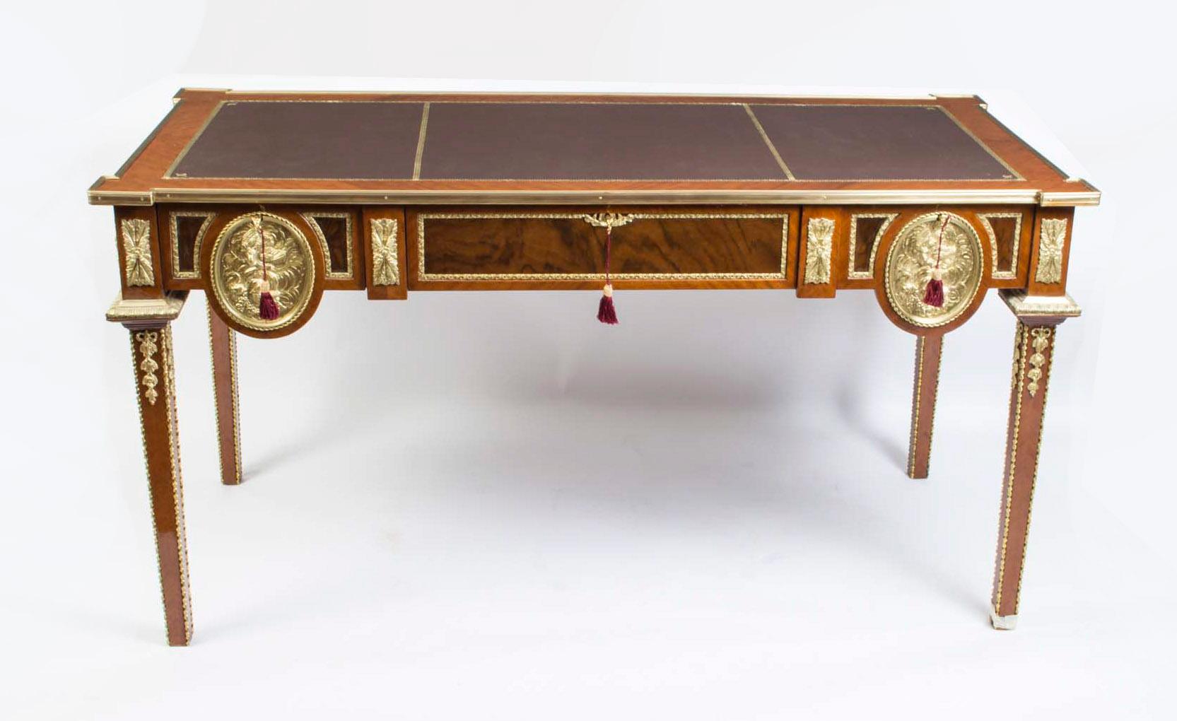 Empire Revival Vintage Empire Style Walnut Ormolu Mounted Writing Table 20th C