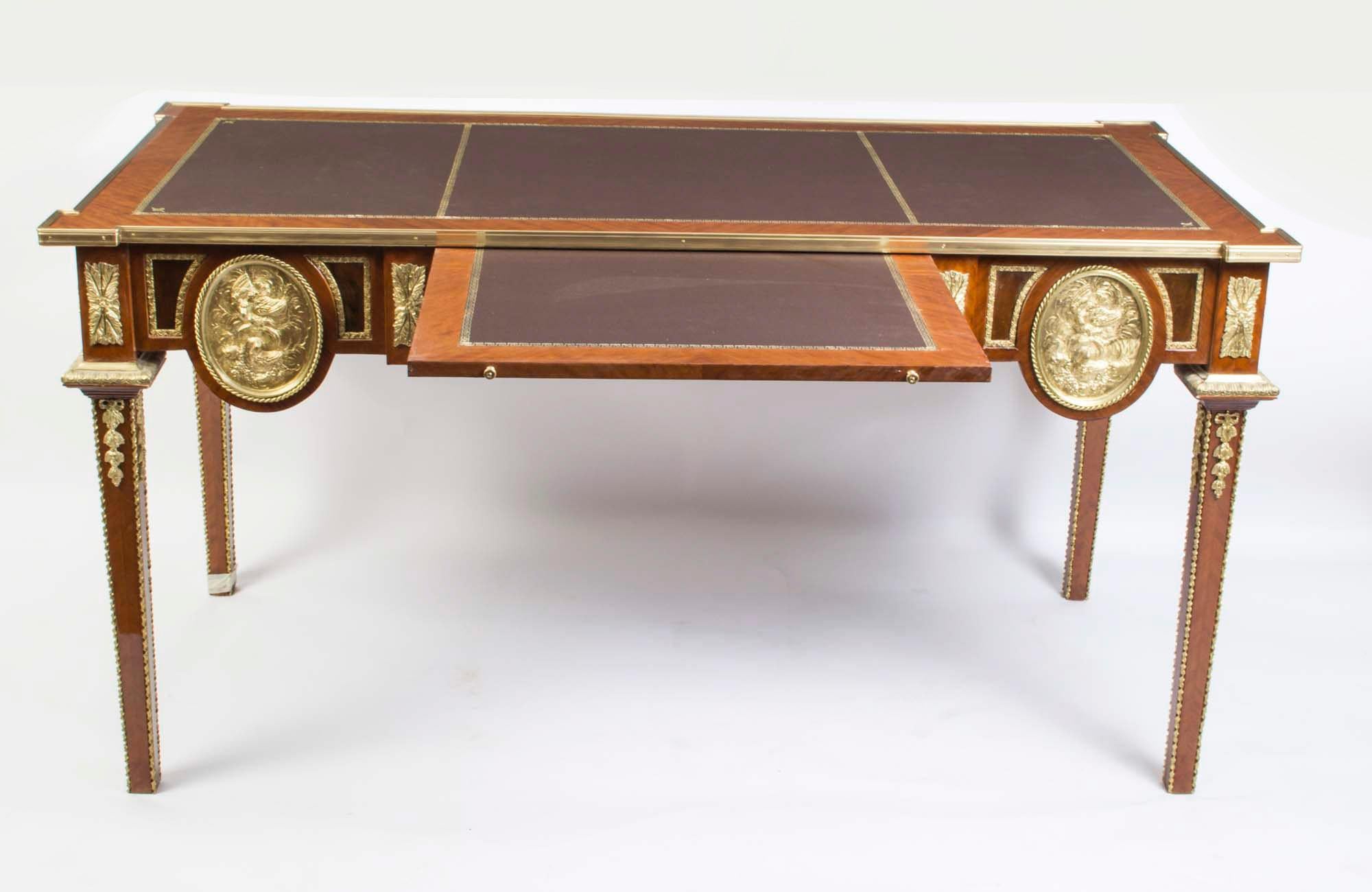 Vintage Empire Style Walnut Ormolu Mounted Writing Table 20th C In Good Condition In London, GB
