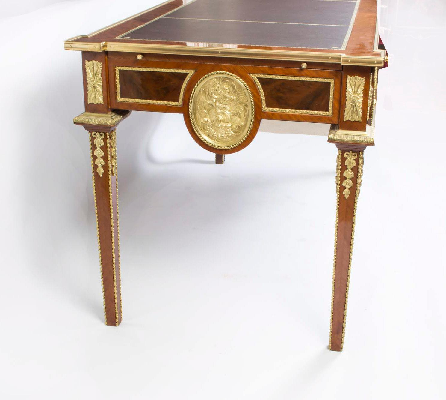 Vintage Empire Style Walnut Ormolu Mounted Writing Table 20th C 1