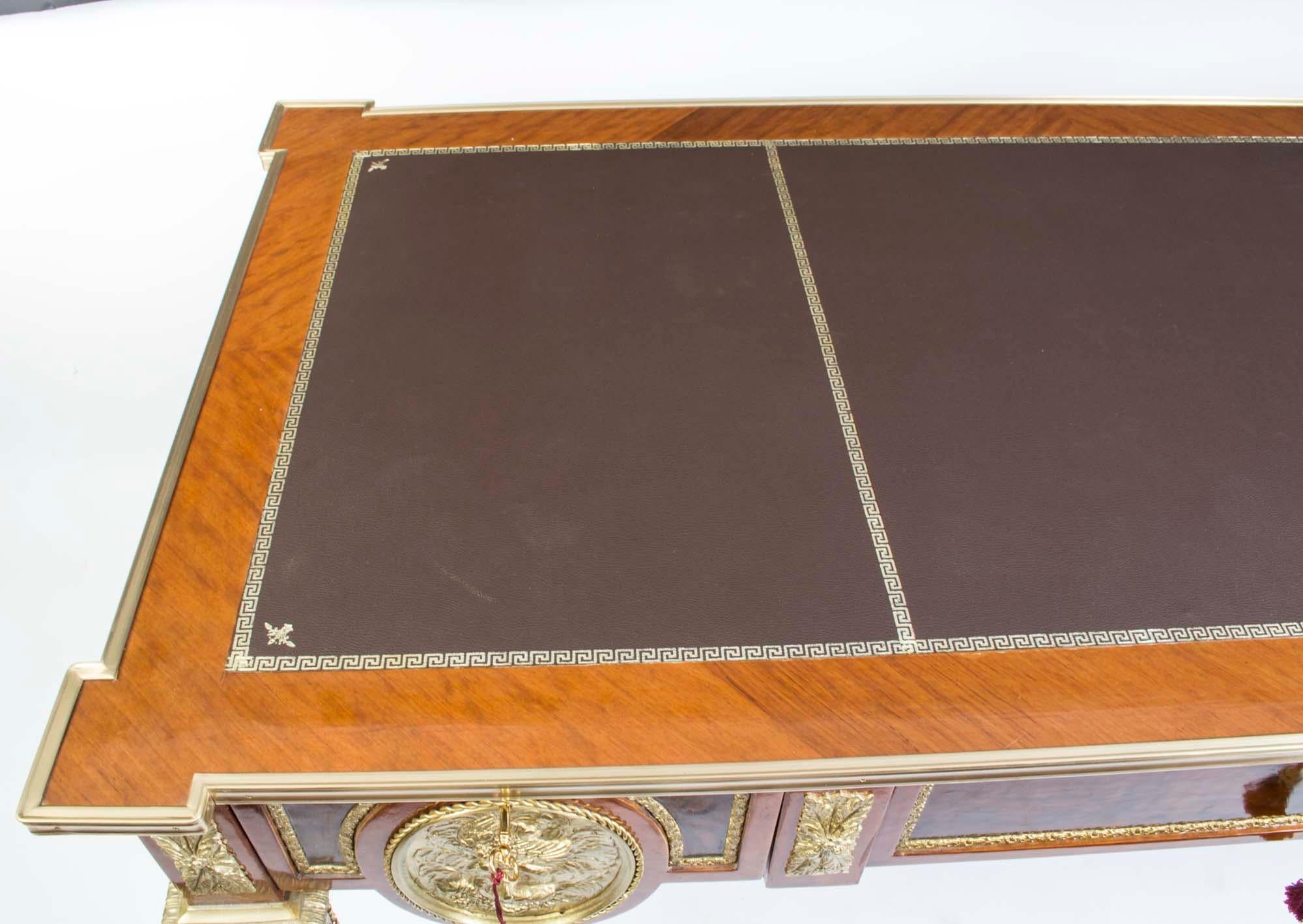 Vintage Empire Style Walnut Ormolu Mounted Writing Table 20th C 3