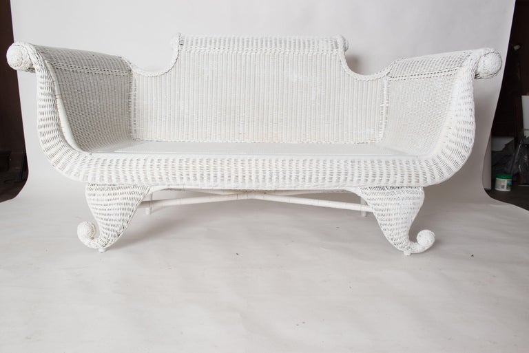 Empire Revival Vintage Empire Style Wicker Sofa For Sale