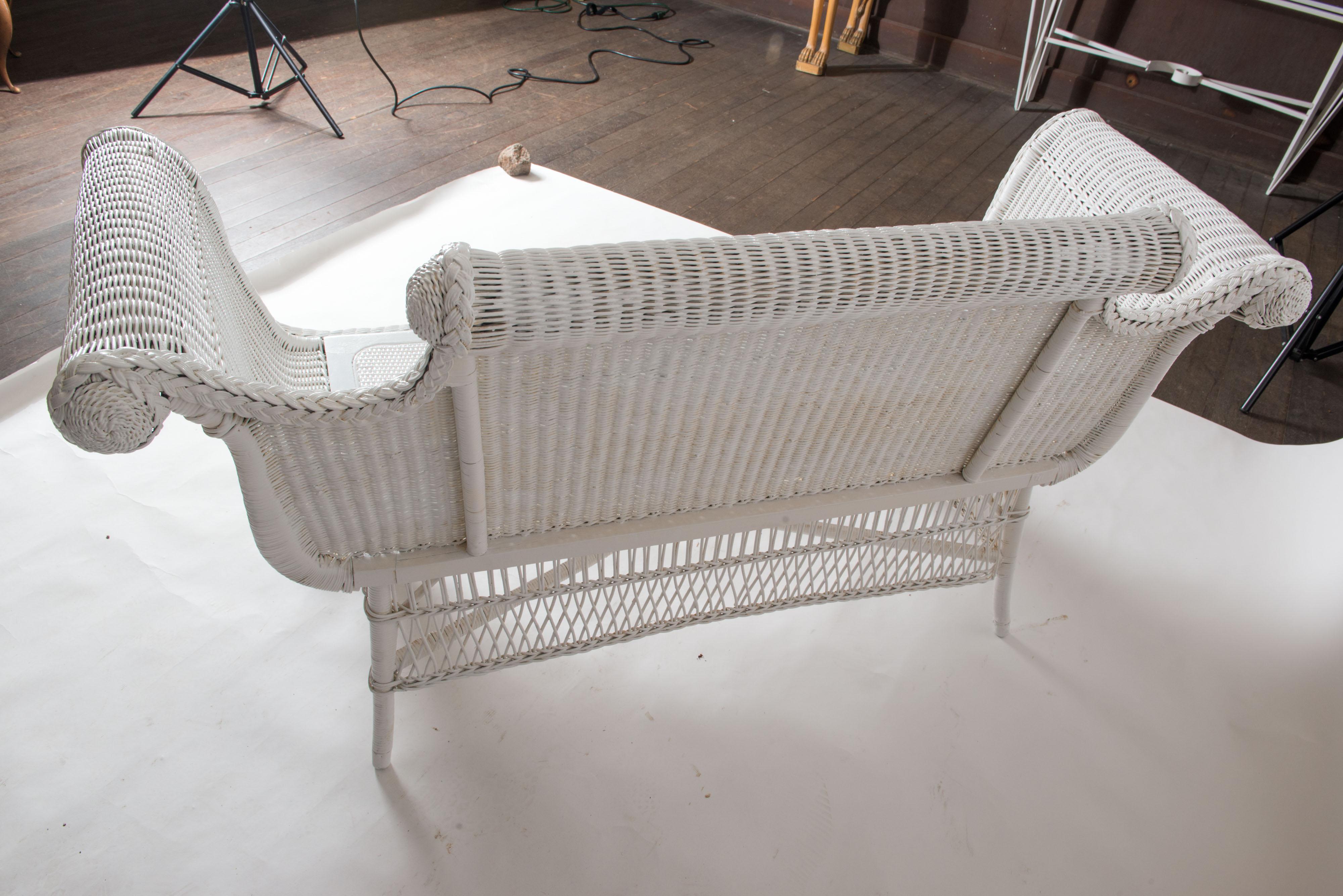 Mid-20th Century Vintage Empire Style Wicker Sofa