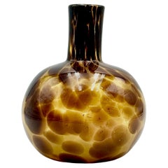 Vintage Empoli Blown Glass Vase - Handcrafted 1960s Piece in Amber & Brown