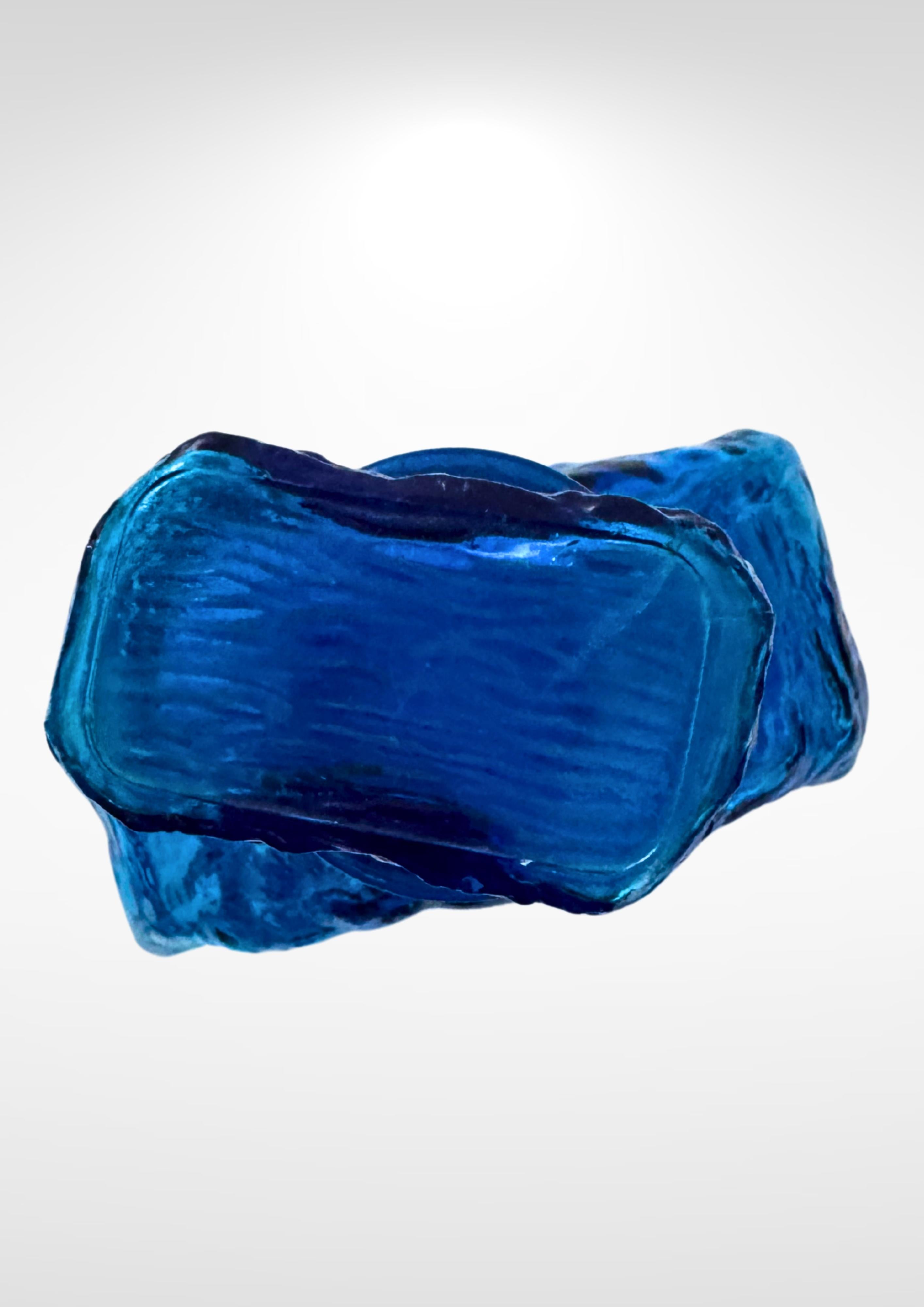Vintage Empoli Cadmium Blue Glass Bottle & Stopper In Good Condition For Sale In Torquay, GB