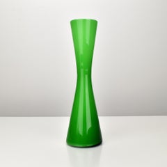 Vintage Empoli Diabolo Vase in Vibrant Green Italian Art Glass