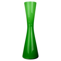 Vase vintage Empoli Diabolo en verre d'art italien vert vibrant