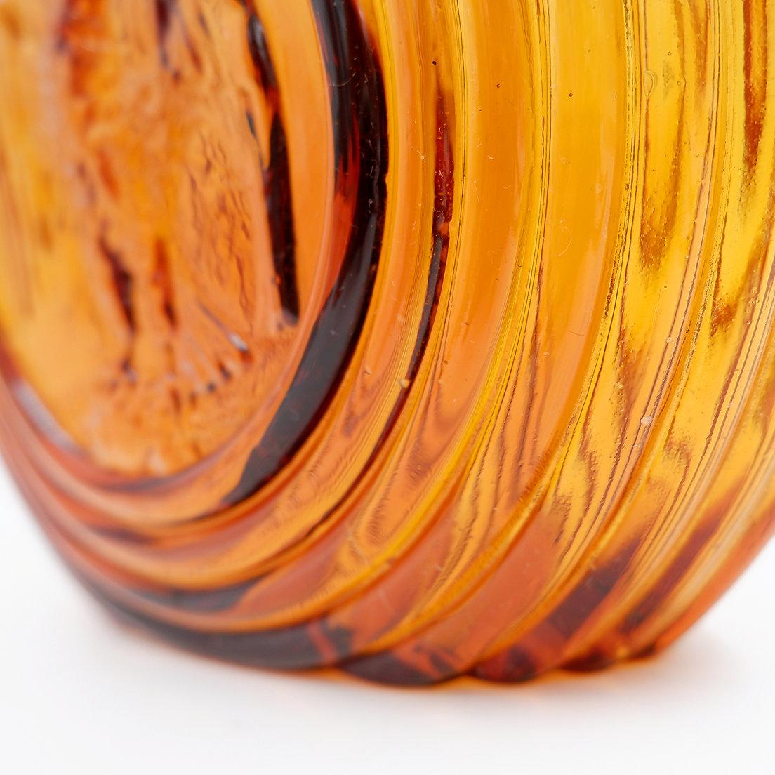 Vintage Empoli Rossini Embossed Eagle Amber Glass Decanter Bottle - 1970s For Sale 3