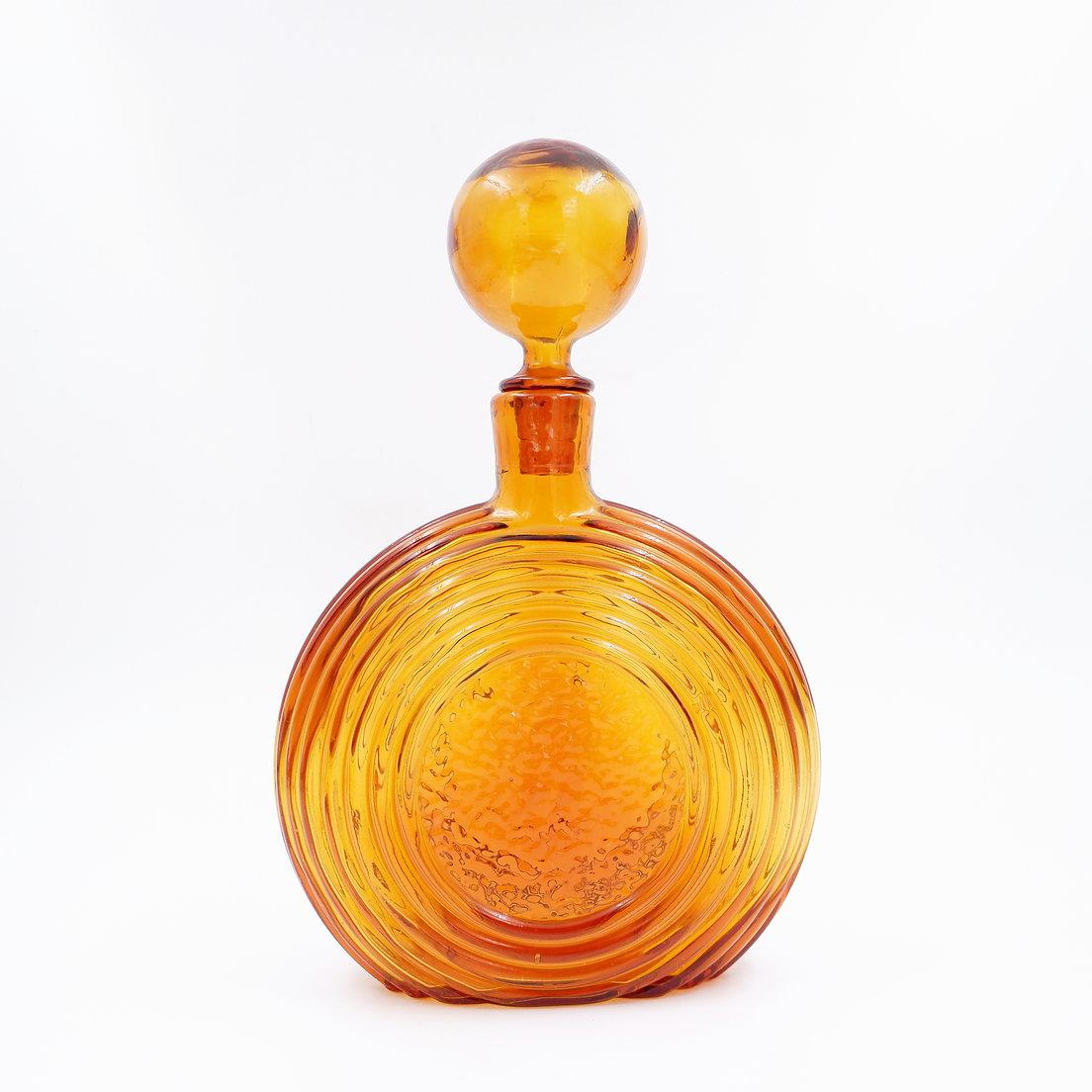 Vintage Empoli Rossini Embossed Eagle Amber Glass Decanter Bottle - 1970s For Sale 2