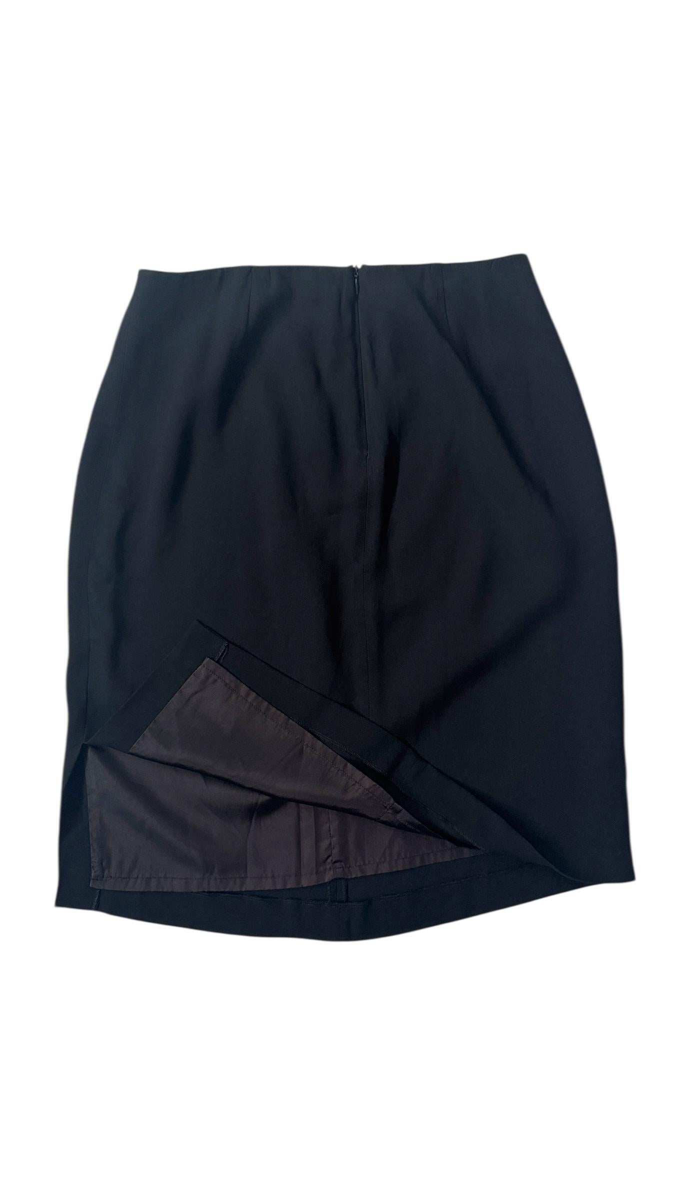 Vintage Emporio Armani Black Wool Mini Skirt in vendita 3