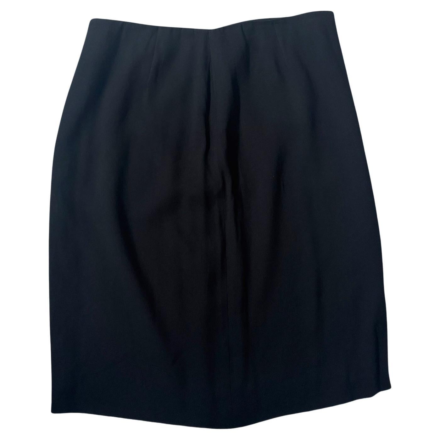 Vintage Emporio Armani Black Wool Mini Skirt in vendita